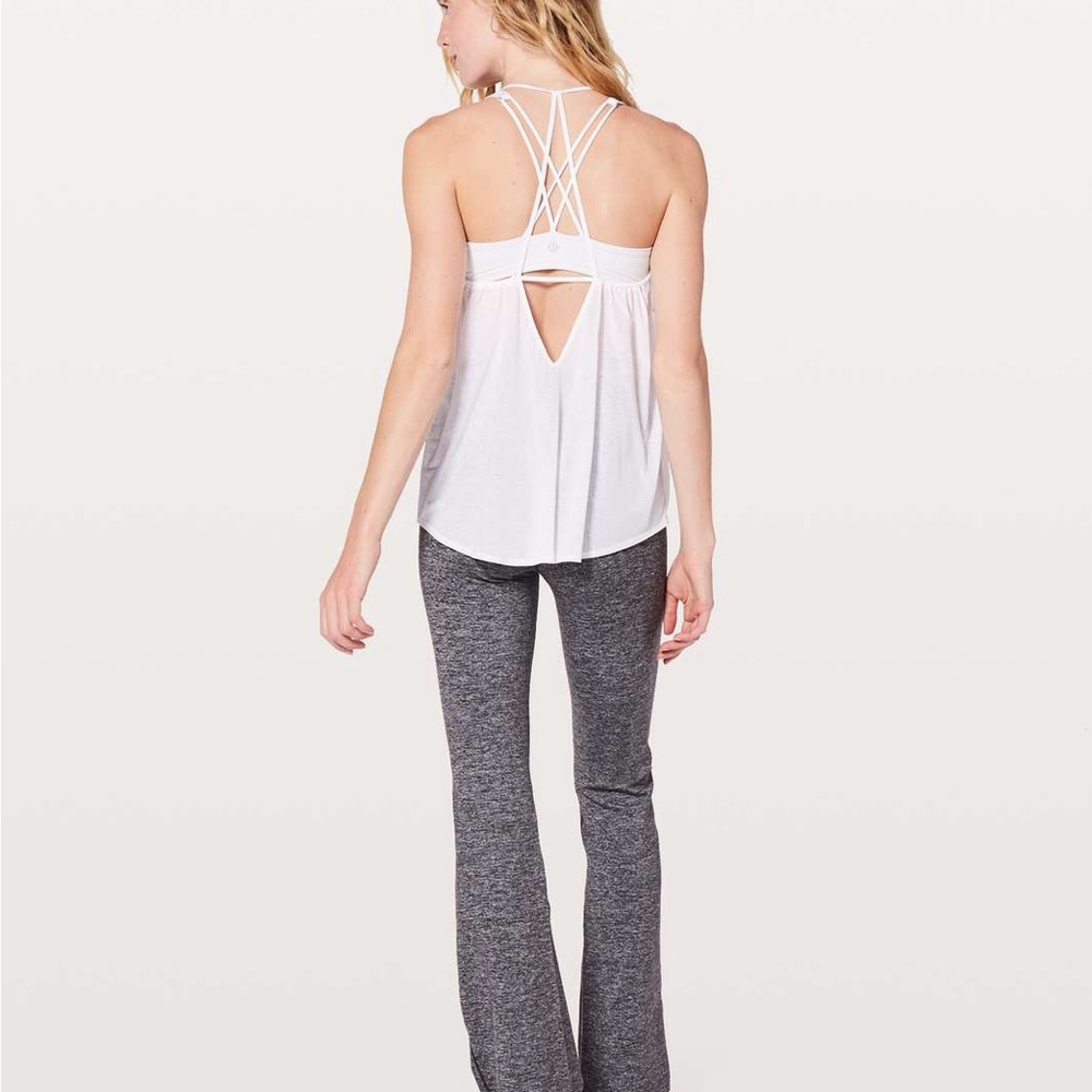 Lululemon Tighten Up Tank Top White Strappy Back Sheer Keyhole 6